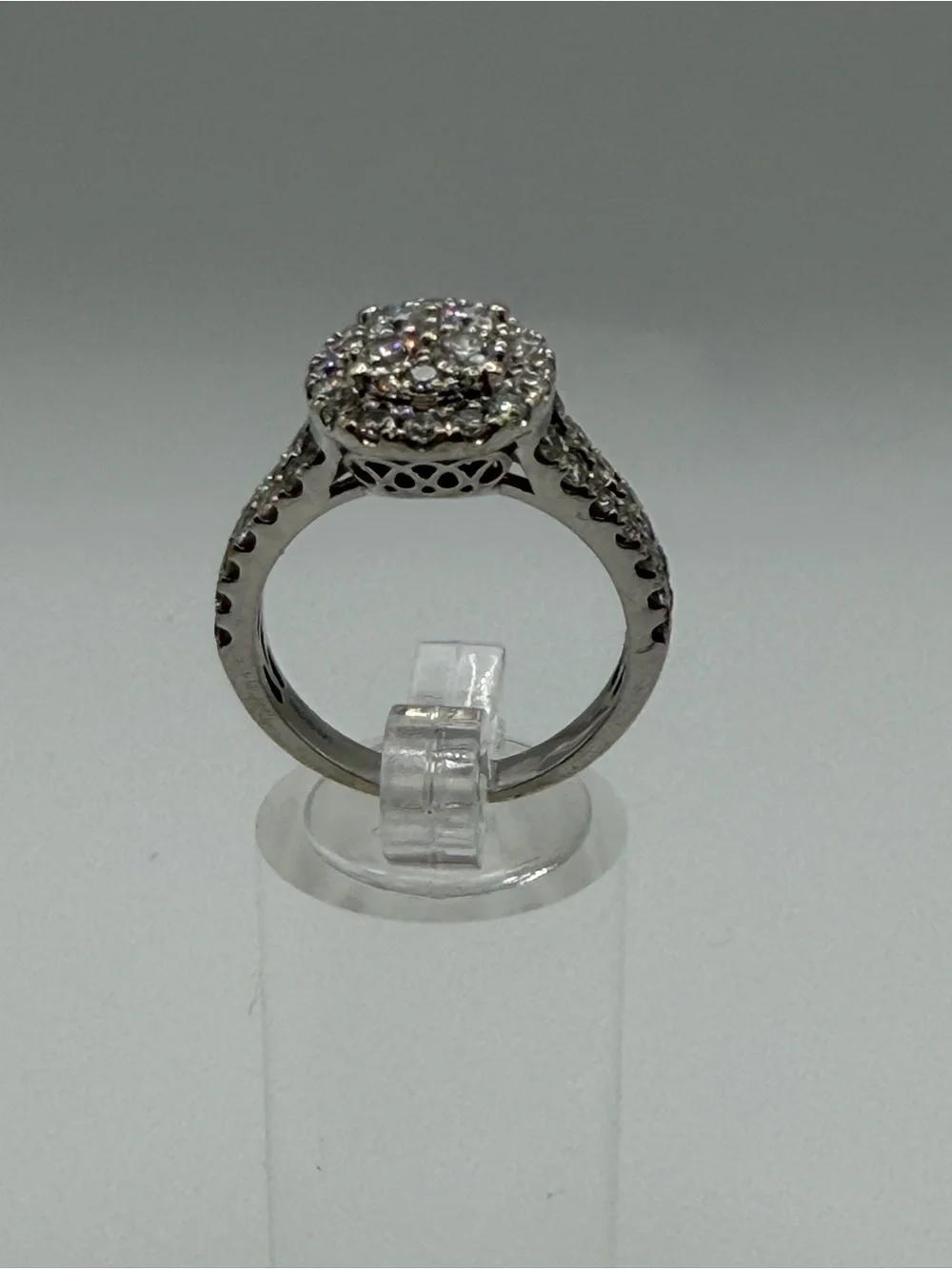 14K White Gold Lab Diamond Halo Ring Size 8.5